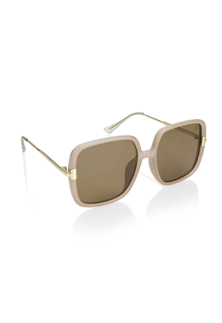 Ochelari de soare unisex patrati polarizati Armada, Auriu/Bej