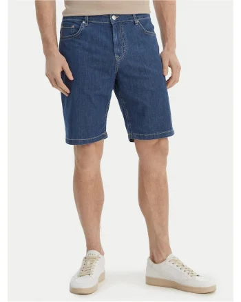 Pantaloni scurti barbati,  slim fit, albastru, bumbac