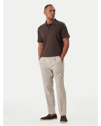 Pantaloni barbati,  fermoar, bumbac/poliester/viscoza, bej