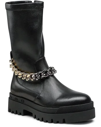 Botine dama,  piele naturala, negre, fermoar