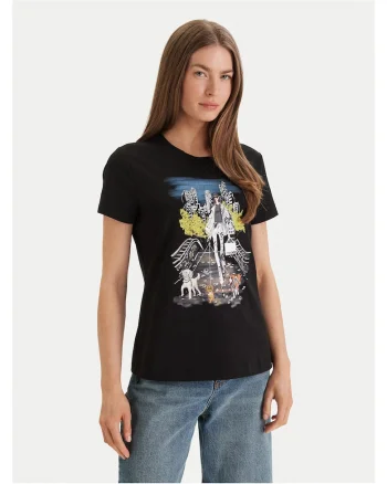 Tricou dama,  negru, bumbac/modal/elastan