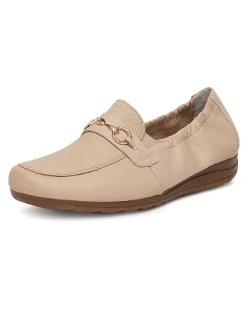 Mocasini dama, piele naturala, bej, Bej