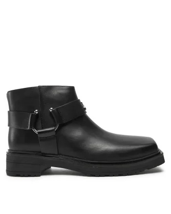 Botine dama,  piele naturala, negru, fermoar,