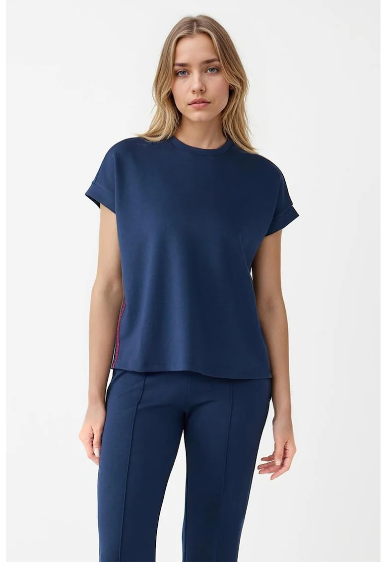 Tricou din amestec de modal cu detalii cu benzi