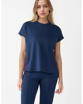Tricou din amestec de modal cu detalii cu benzi