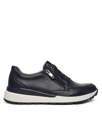 Tenisi dama,  piele naturala, bleumarin, fermoar, material textil