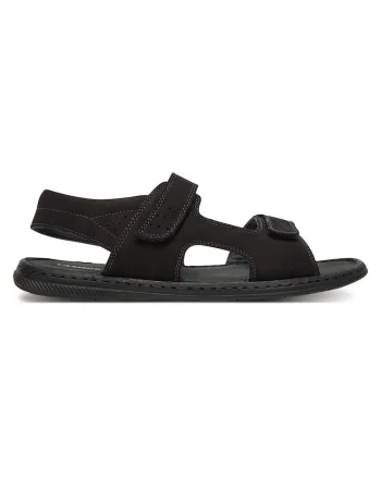 Sandale barbati,  piele naturala, negru, velcro