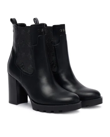 Botine dama,  piele ecologica, negru, 41 EU,