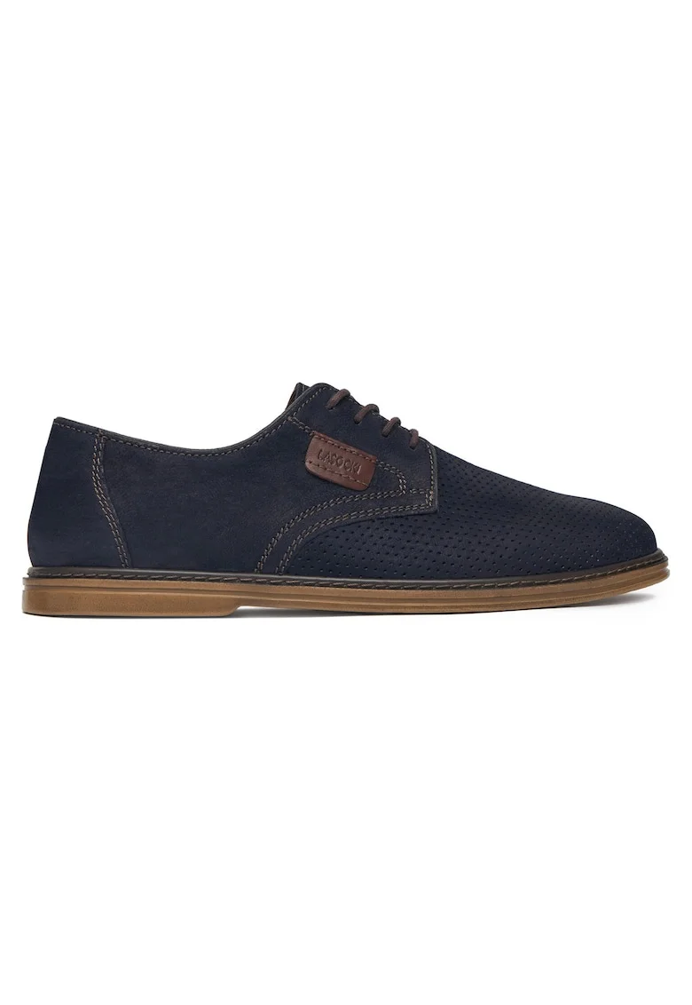Pantofi barbati,  piele naturala, albastru, textil