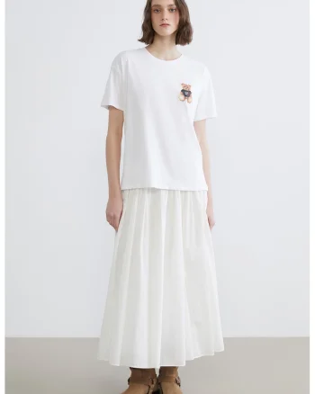 Tricou cu imprimeu grafic si text, Alb