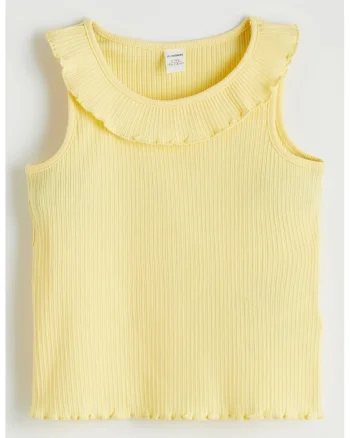 Top striat cu model uni, Galben