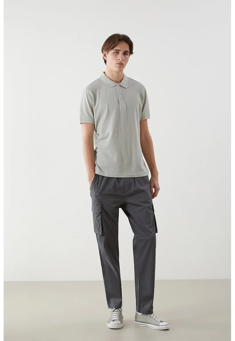 Pantaloni relaxed fit din amestec de bumbac, Gri inchis