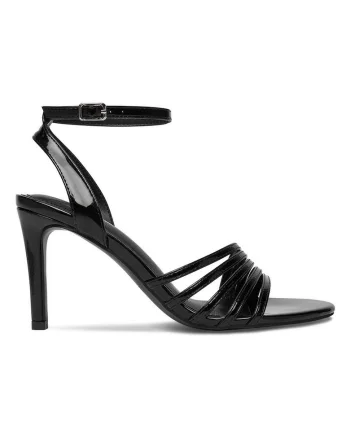 Sandale dama  stiletto, negru, material sintetic