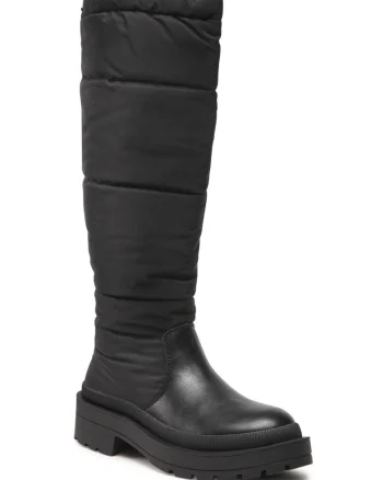 Cizme dama,  talpa pufoasa, negru, material