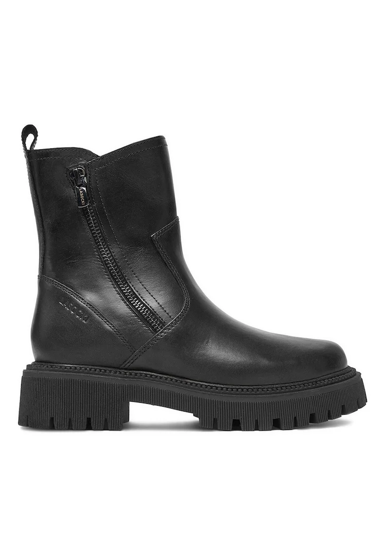 Cizme Fete,  piele naturala, negru, fermoar,