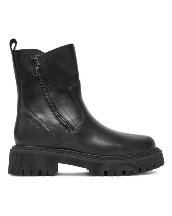 Cizme Fete,  piele naturala, negru, fermoar,