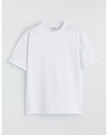 Tricou uni cu decolteu la baza gatului, Alb