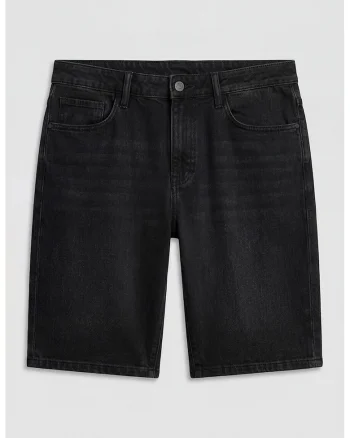 Blugi scurti cu aspect decolorat, Negru