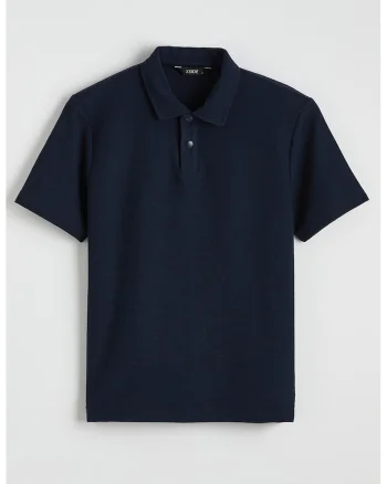 Tricou polo cu model uni, Bleumarin