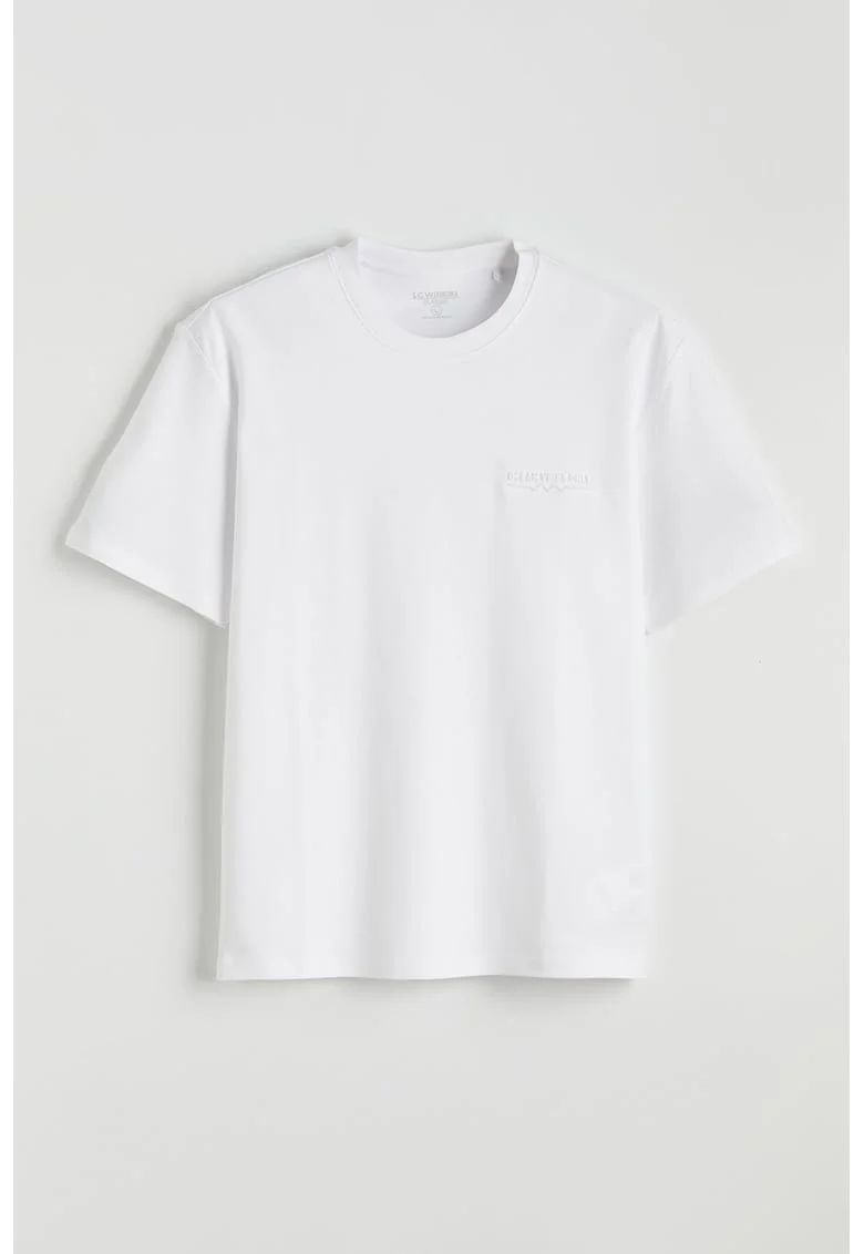 Tricou uni cu decolteu la baza gatului, Alb optic