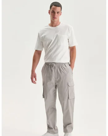 Pantaloni relaxed fit din amestec de bumbac, Gri deschis