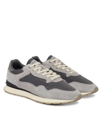 Tenisi barbati,  piele intoarsa si material textil, gri, casual