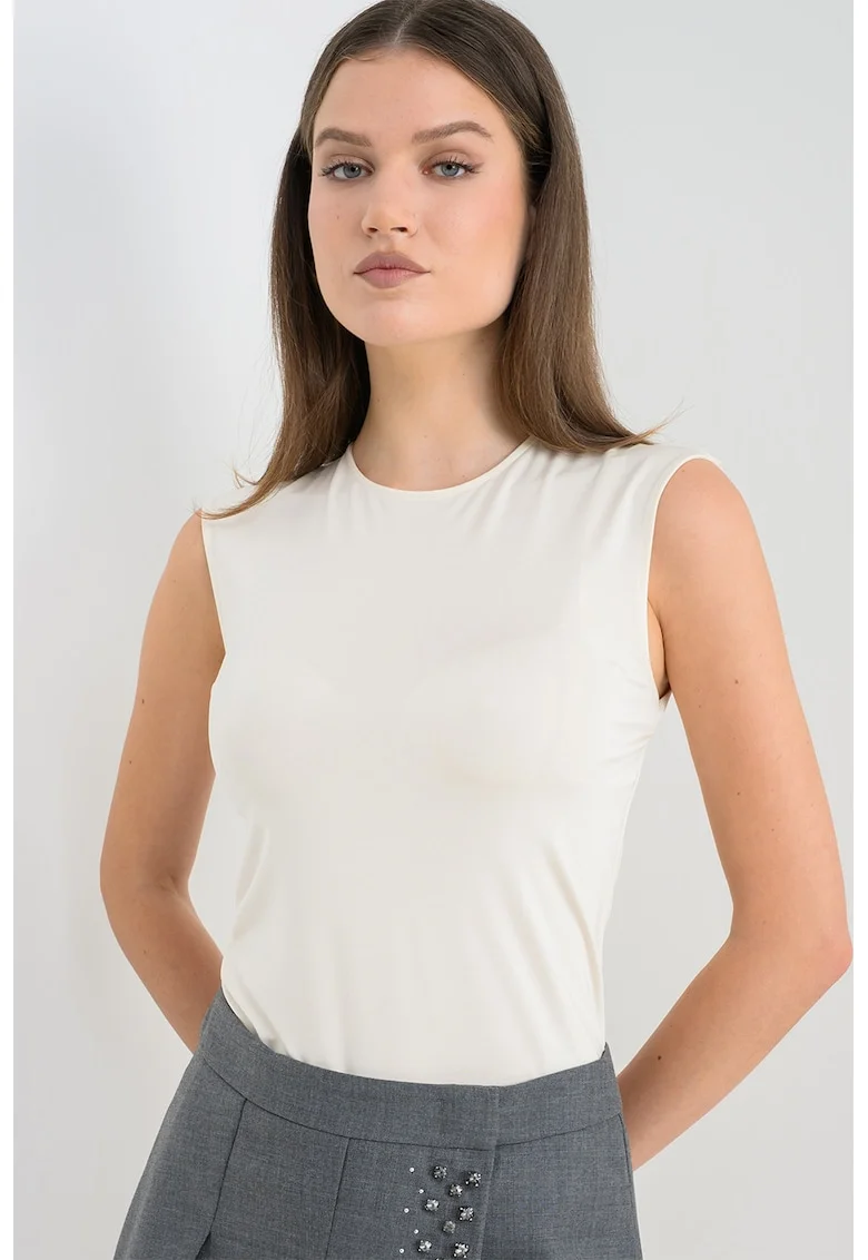 Bluza cu detaliu rasucit pe partea din spate, fara maneci Bellico, Alb fildes