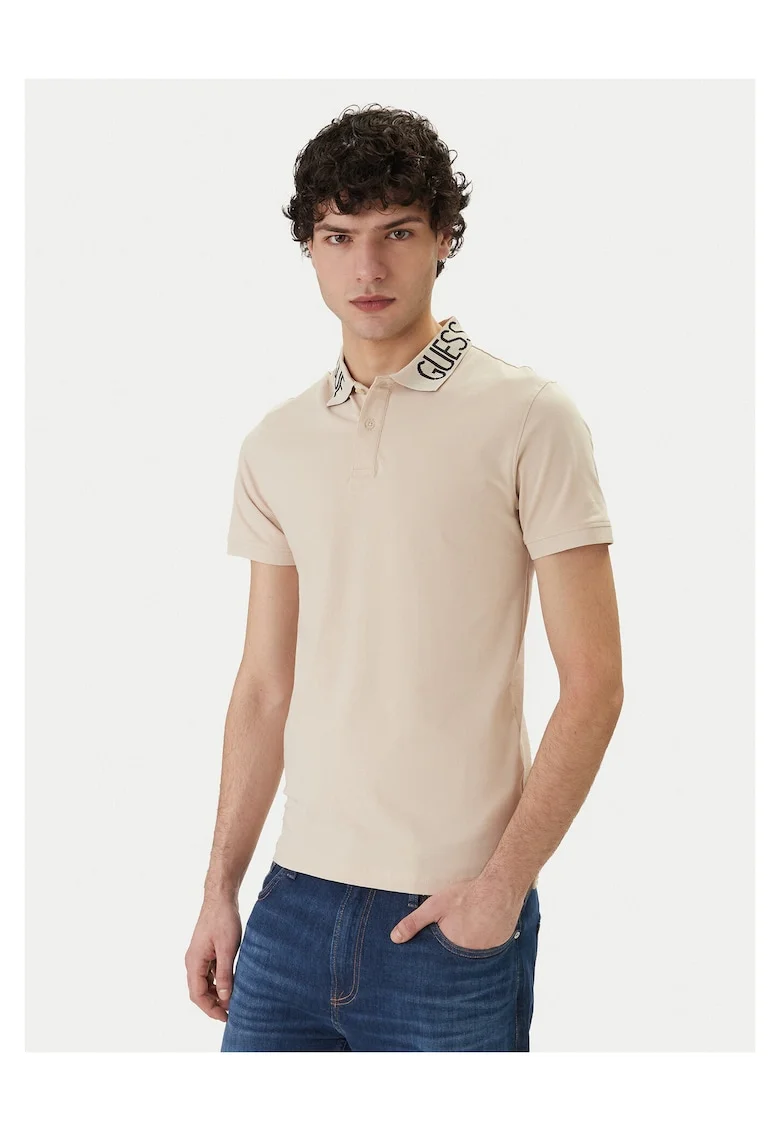 Tricou barbati  slim fit bej, Bej