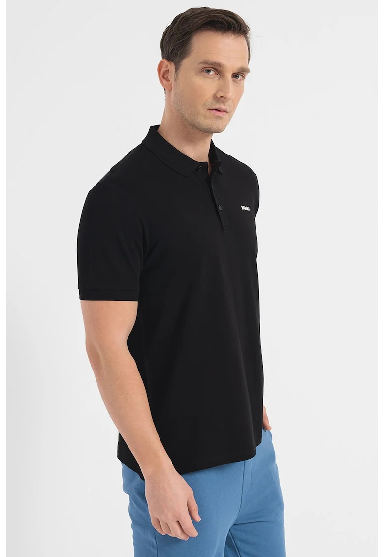 Tricou polo din bumbac pique Donos, Negru stins