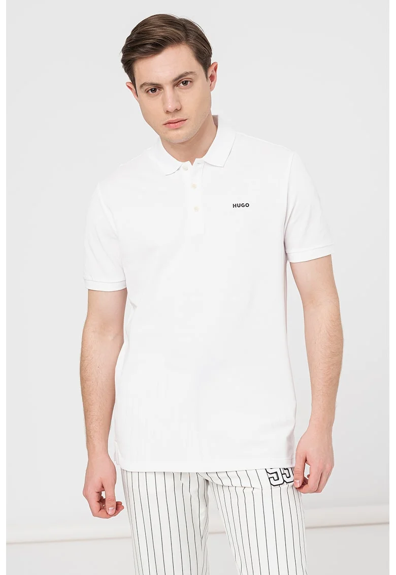 Tricou polo din bumbac pique Donos, Alb murdar