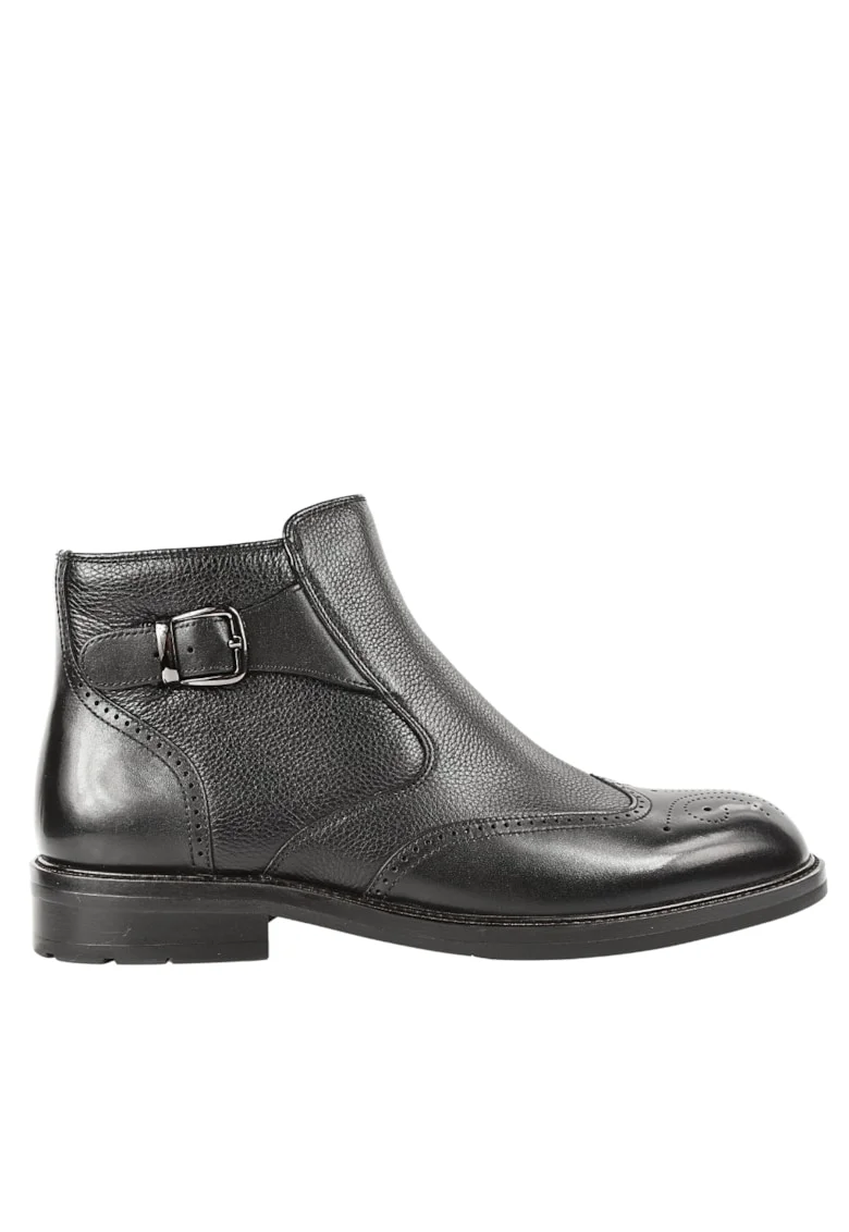 Ghete sport, barbati,  KD1-909-18A negru, piele naturala, Negru