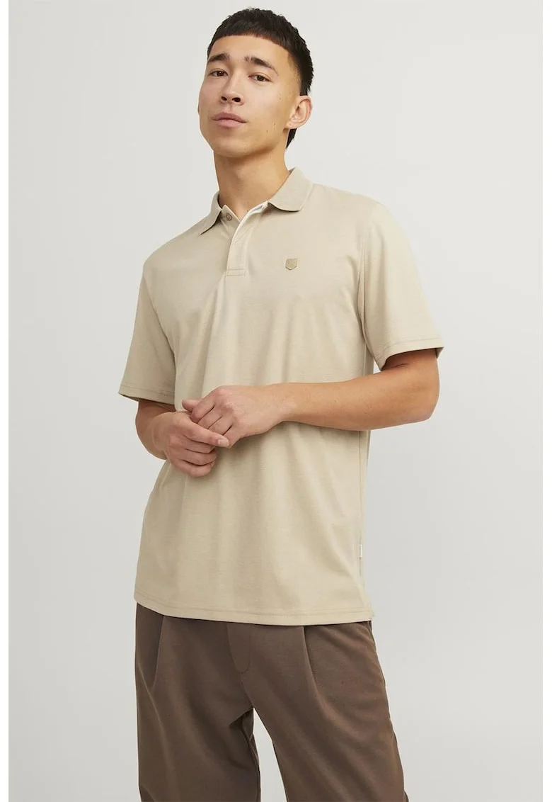 Tricou polo din amestec de bumbac organic, Bej