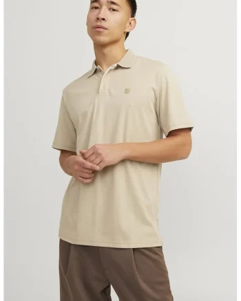 Tricou polo din amestec de bumbac organic, Bej
