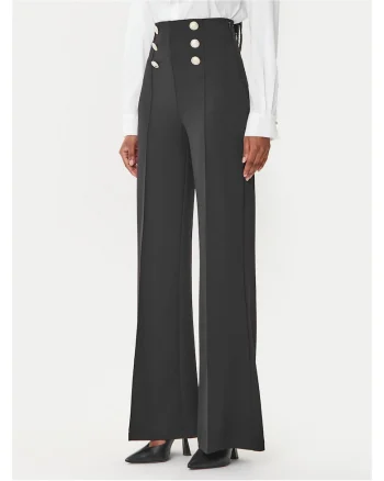 Pantaloni dama,  negru, cu talie inalta,