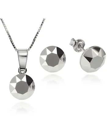Set Argint 925 placat cu rodiu cu cristale Swarovski® Xirius Light Chrome 8mm Surub + Lant
