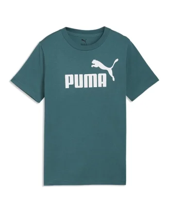 Tricou de bumbac cu decolteu la baza gatului si logo ESS No 1, Alb/Verde smarald