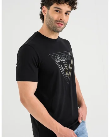 Tricou cu imprimeu logo, Alb/Negru/Galben pal