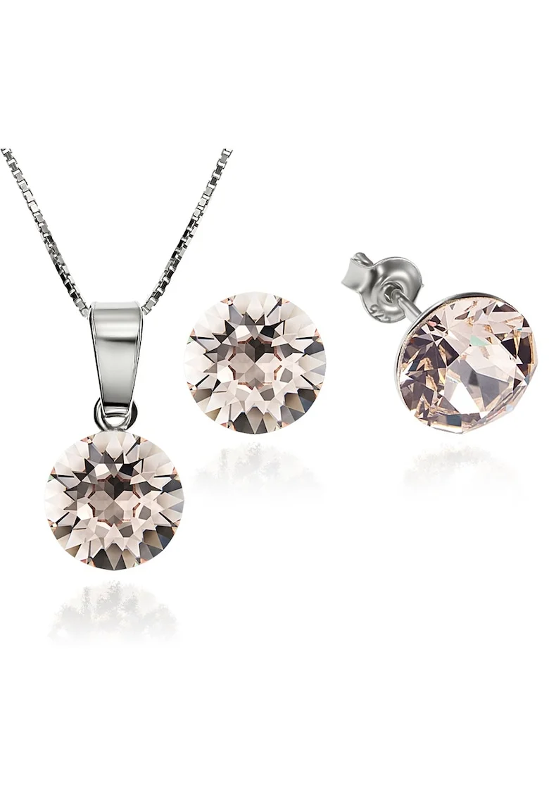 Set Argint 925 placat cu rodiu cu cristale Swarovski® Xirius Silk 8mm Surub + Lant