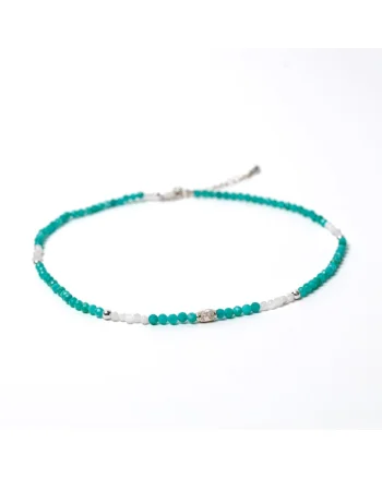 Colier Choker,  din pietre semipretioase de si inchidere si accesorii din argint 925, Albastru turcoaz
