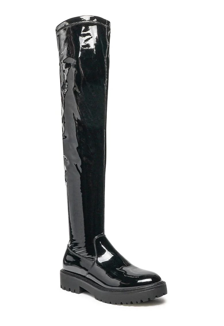 Cizme muschetar, dama,  piele ecologica, negru, 37,