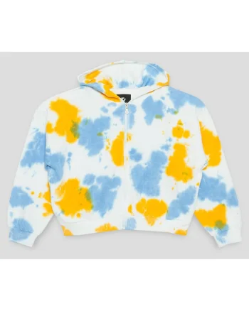 Hanorac cu model tie-dye, Alb/Albastru pastel/Galben