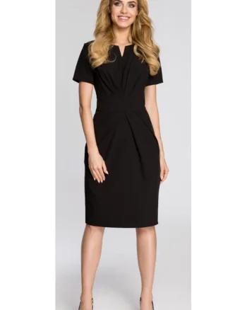 Rochie cu decolteu drapat pentru femei, Negru,