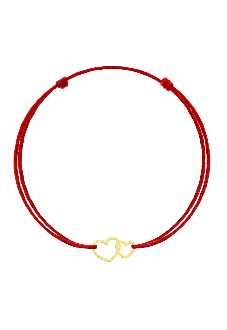 Bratara Kabbalah cu pandantiv din Aur 585 - 14K - Double Heart