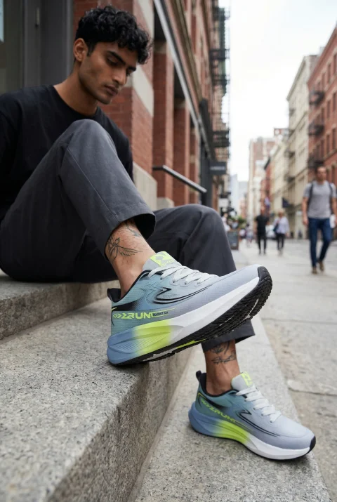 Adidasi barbati sport gri cu verde  2532