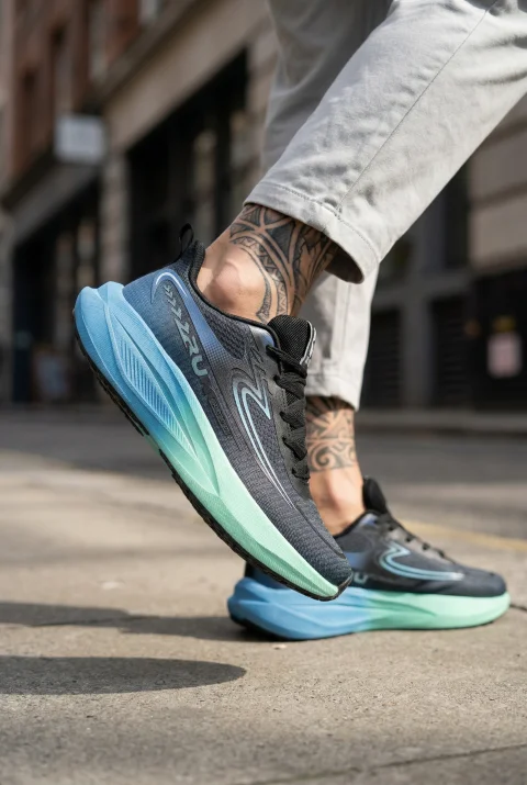 Adidasi barbati sport negri cu verde  2532