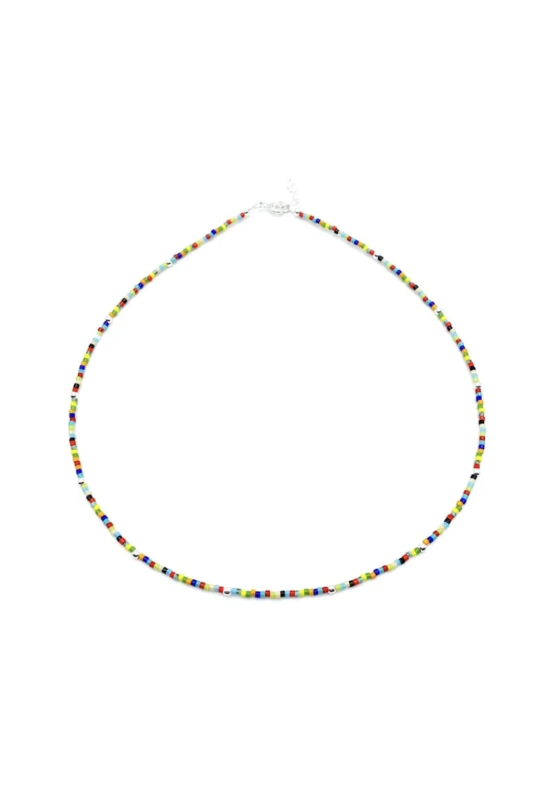 Colier cu bile din Argint 925 si margele Miyuki colorate, reglabil, Multicolor