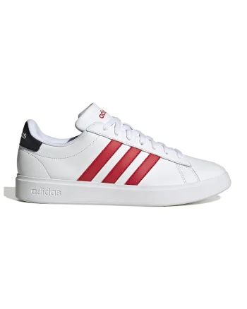 Pantofi sport de piele ecologica cu imprimeu logo Grand Court 2.0, Rosu/Alb murdar