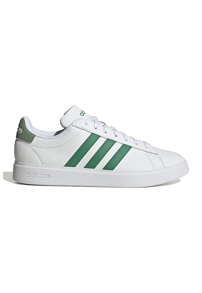 Pantofi sport de piele ecologica cu imprimeu logo Grand Court 2.0, Alb/Verde