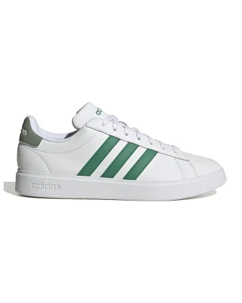 Pantofi sport de piele ecologica cu imprimeu logo Grand Court 2.0, Alb/Verde