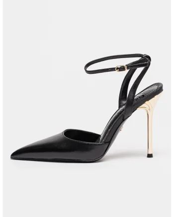 Pantofi slingback de piele Osha, Auriu/Negru/Portocaliu persan